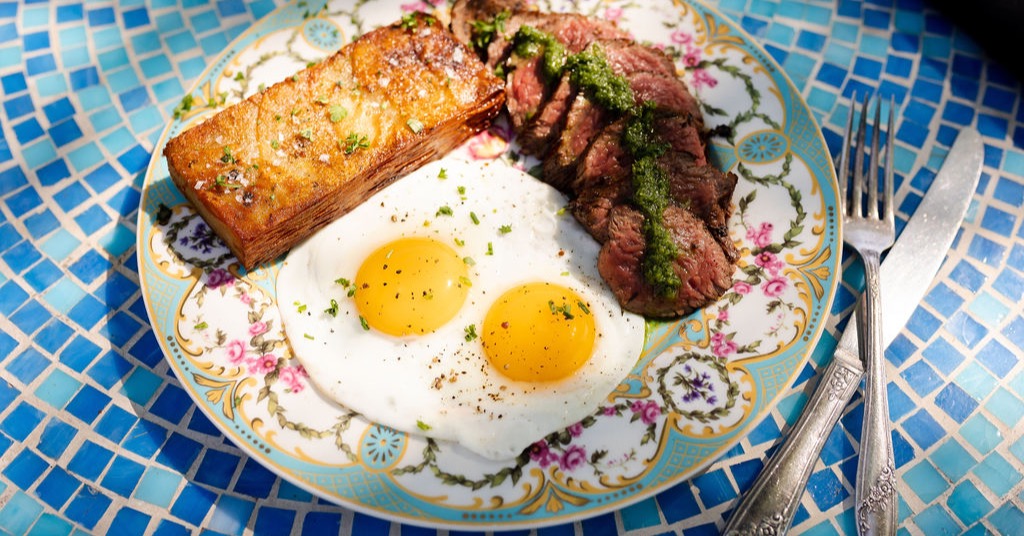 Steak and eggs at Hopfields weekend brunch