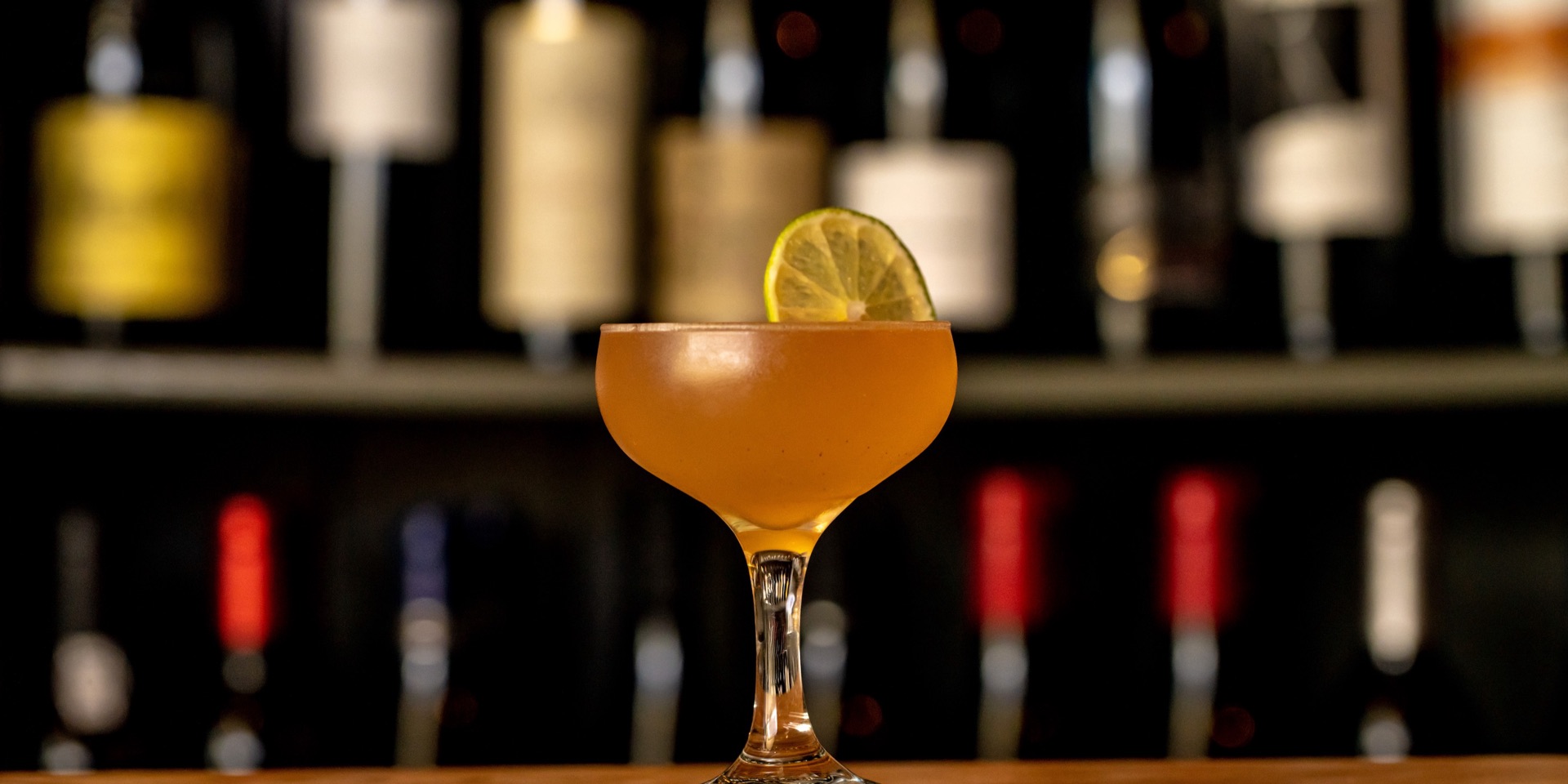 A house cocktail on the bar at Hopfields